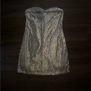 12th Tribe Silver Sequin Strapless Mini Dress – Size Large